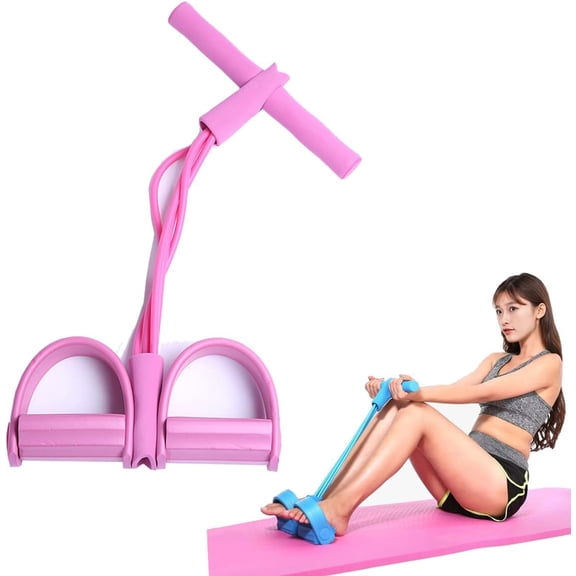 21 Fitness Resistance Bands-4 Tube Pedal Ankle Puller, 2025 New Elastic Yoga Pedal Puller Stretch Band for Exercise, AB Training Auxiliary Device Sit Up Exercise Equipment for Women Men