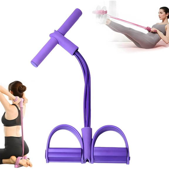 21 Fitness Resistance Bands-4 Tube Pedal Ankle Puller, 2025 Upgrade Foot Pedal Resistance Band with Handle, Stretching Bands for Arm and Leg Workouts, Sit Up Rope for Women