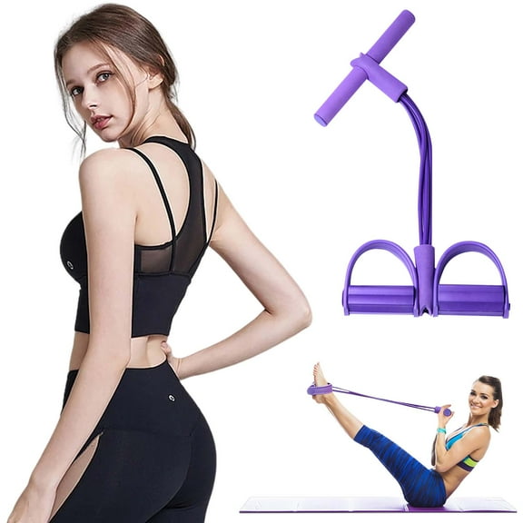 21 Fitness Resistance Bands-4 Tube Pedal Ankle Puller 2025 Upgrade Stretch Bands for Exercise Sit Up Exercise Equipment AB Training Auxiliary Device Workout Equipment for Women Men(Purple)