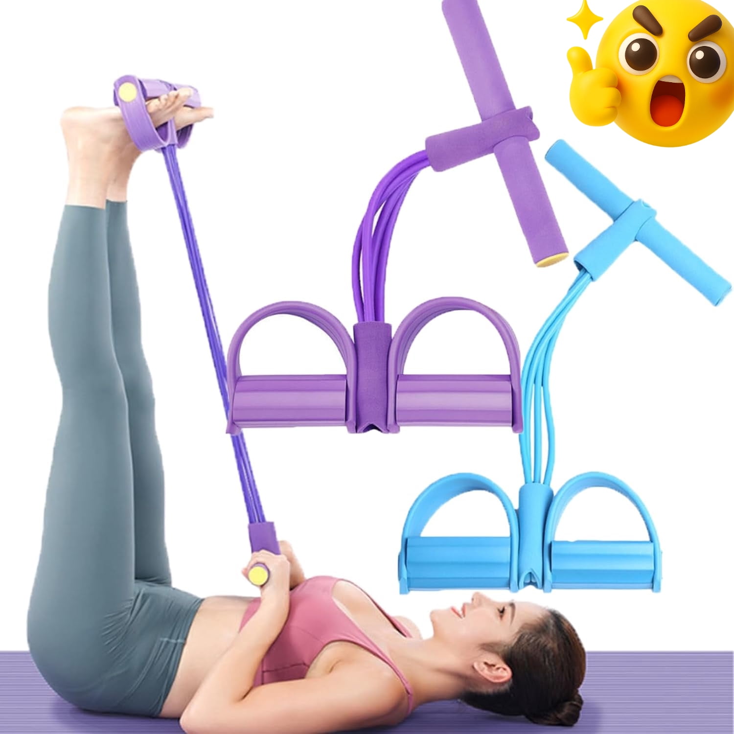 21 Fitness Resistance Bands-4 Tube Pedal Ankle Puller, 2025 Upgraded Stirrup Puller for Exercise, Foot Pedal Resistance Band for Arm Weights Exercise Equipment