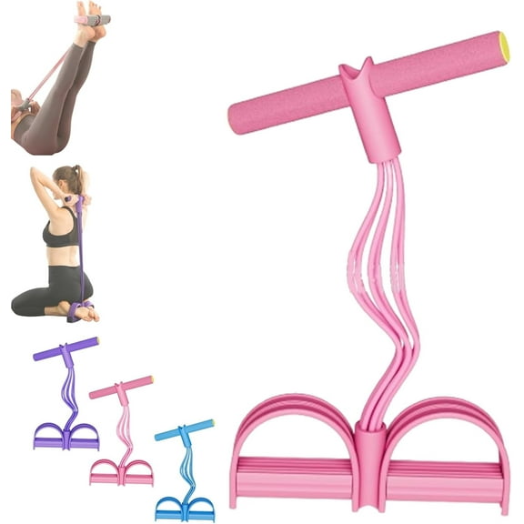 21 Fitness Resistance Bands-4 Tube Pedal Ankle Puller,Foot Pedal Resistance Band for Women,Foot Resistance Bands with Handles,Foot Paddle Resistance Band
