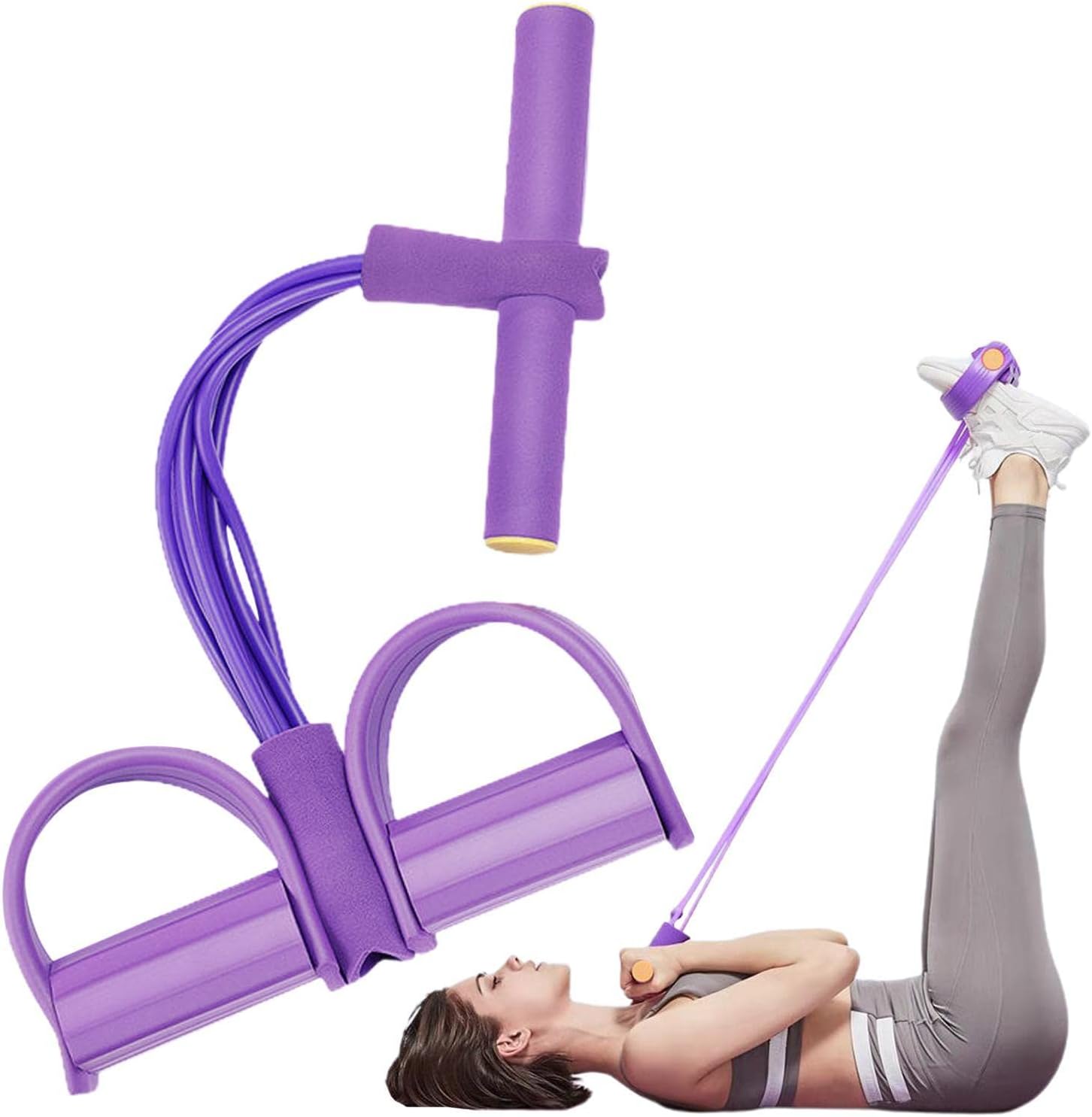 21 Fitness Resistance Bands6 Tube Pedal Ankle Puller Abdominal Exerciser Elastic Pedal