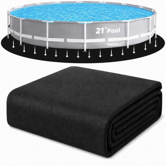 21-Foot Round Pool Pads for Above Ground Pool, Durable Geotextile Fabric Under Pool Liner Pad, Puncture Resistant Pool Ground Pad, Extend Liner Life, Black