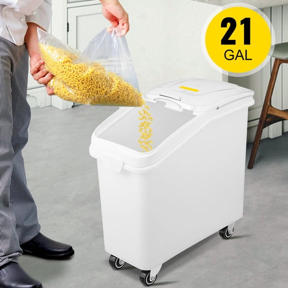 21 Gallon 400 Cup Ingredient Bin with Scoop & Sliding Lid Airtight Commercial Food Storage Container Rolling Dry Food Storage for Kitchen Rice Flour Pet Food BPA Free