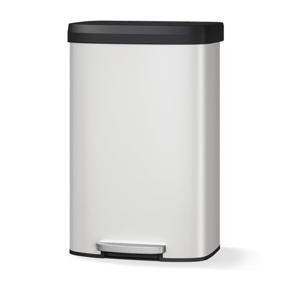 21 Gallon (80L) in Home Metal Recycling Bin Kitchen Stainless Steel Recycling Bin with Liner Rim, Rear Handle, for Office Home Kitchen Garbage,White Industrial Smooth