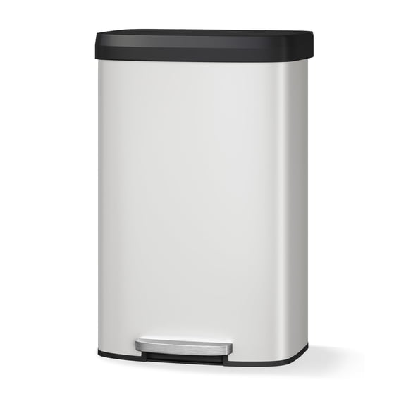 21 Gallon (80L) in Home Metal Recycling Bin Kitchen Stainless Steel Recycling Bin with Liner Rim, Rear Handle, for Office Home Kitchen Garbage,White Industrial Smooth