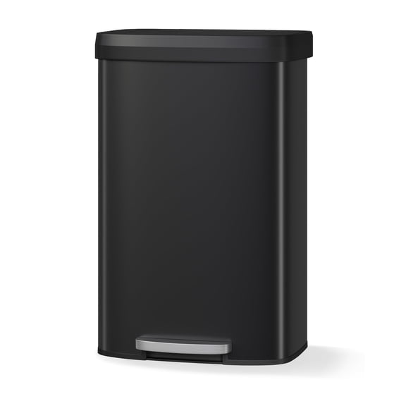 21 Gallon (80L) in Home Metal Recycling Bin Kitchen Stainless Steel Recycling Bin with Liner Rim, Rear Handle, for Office Home Kitchen Garbage,Black