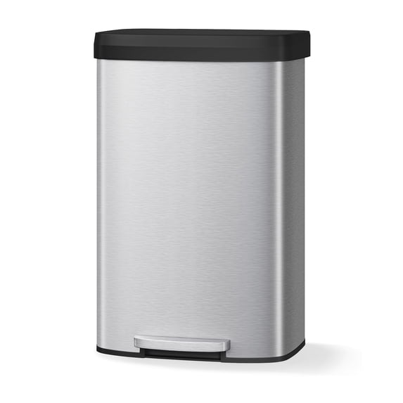 21 Gallon (80L) in Home Metal Recycling Bin Kitchen Stainless Steel Recycling Bin with Liner Rim, Rear Handle, for Office Home Kitchen Garbage,Silver
