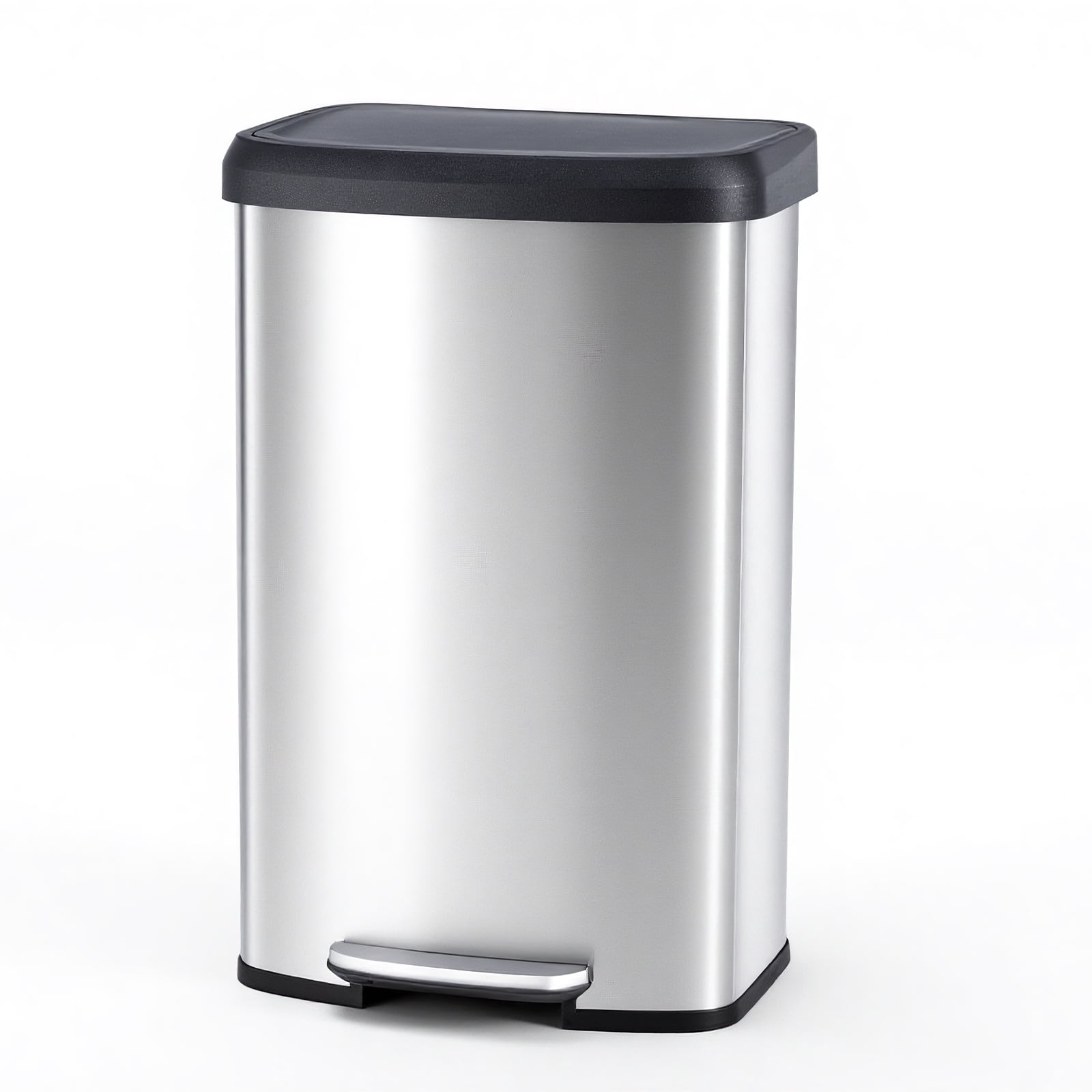 21 Gallon Dual Compartment Trash Can with Lid, 80L Stainless Steel Recycling Bin with Soft Close Lid & Step Pedal, Large Garbage Can for Kitchen, Home, Silvery