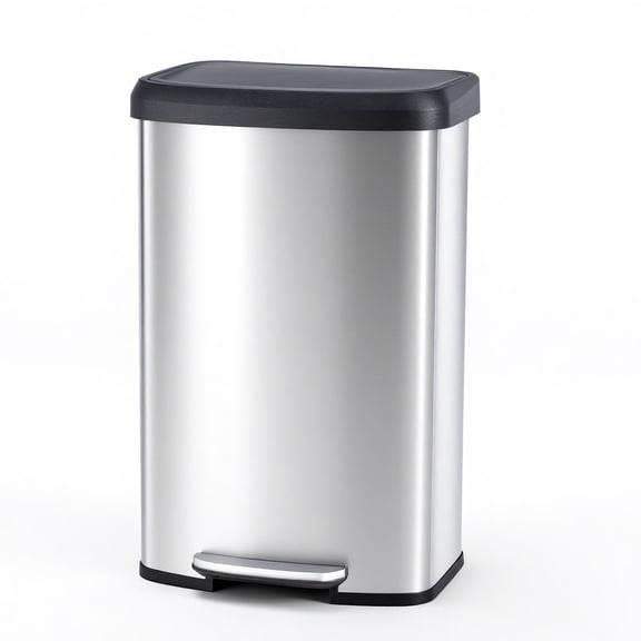 21 Gallon Dual Compartment Trash Can with Lid, 80L Stainless Steel Recycling Bin with Soft Close Lid & Step Pedal, Large Garbage Can for Kitchen, Home, Silvery