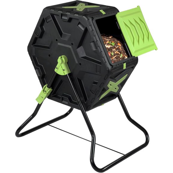 21 Gallon Outdoor Compost Tumbler Bin BPA-Free, Rotating Composting Bin for Garden, Yard, and Kitchen Waste, Fast Soil Creation, Weather-Resistant Outdoor Composter