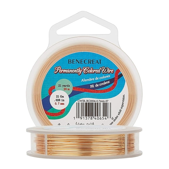 21-Gauge Jewelry Wire (22 Yards) Resistant Light Gold Beading Wire for Bracelets Necklaces & Crafting Thin Flexible Copper Wire for DIY Jewelry Making & Art Projects