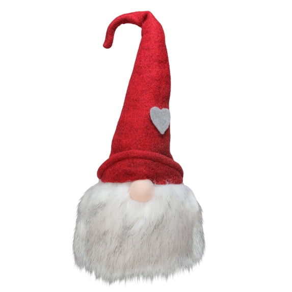 Northlight 21 Gnome with Bendable Red Felt Hat with Grey Heart Accent Christmas Decoration - 21"