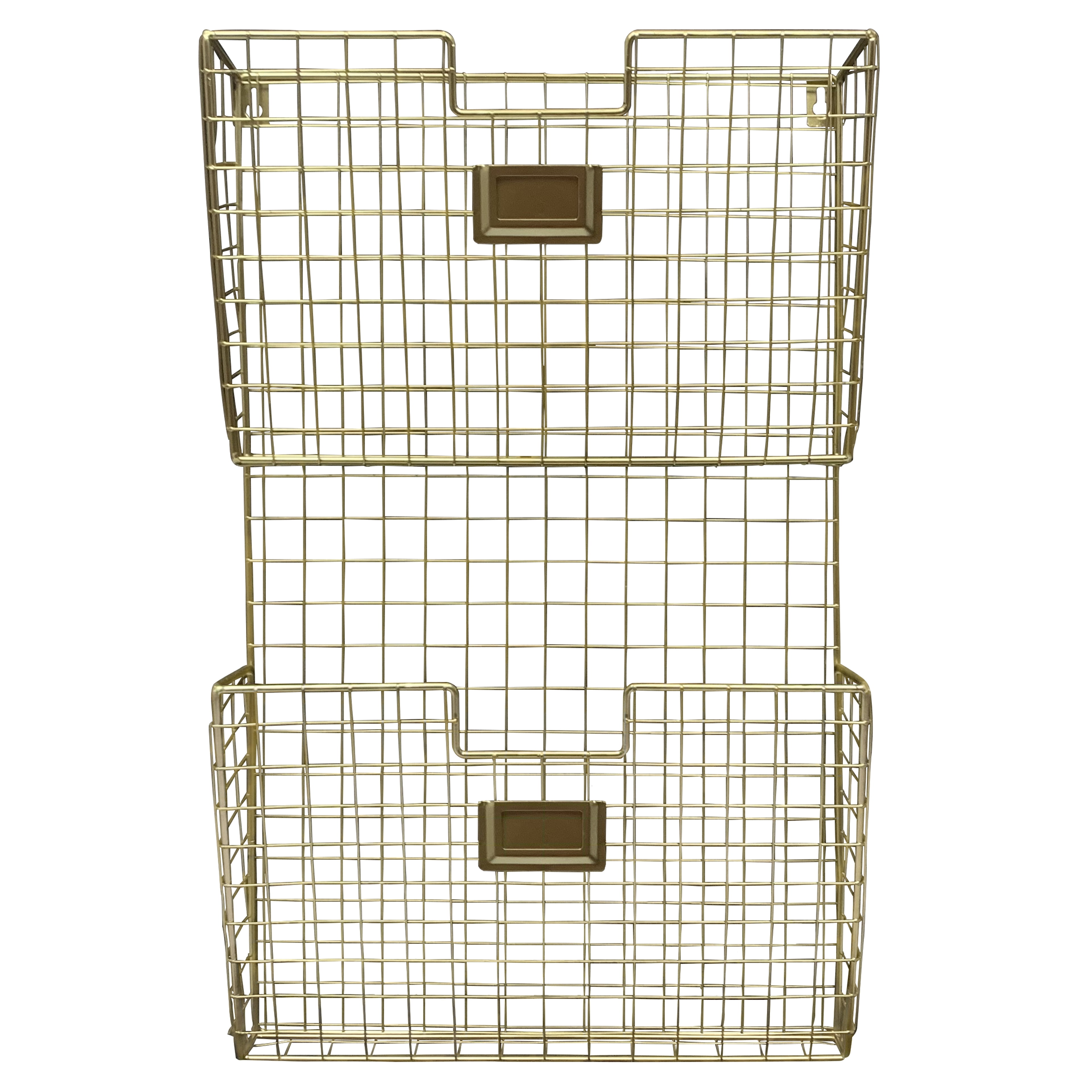 Gold Wire 21" Two-Basket Wall File Holder