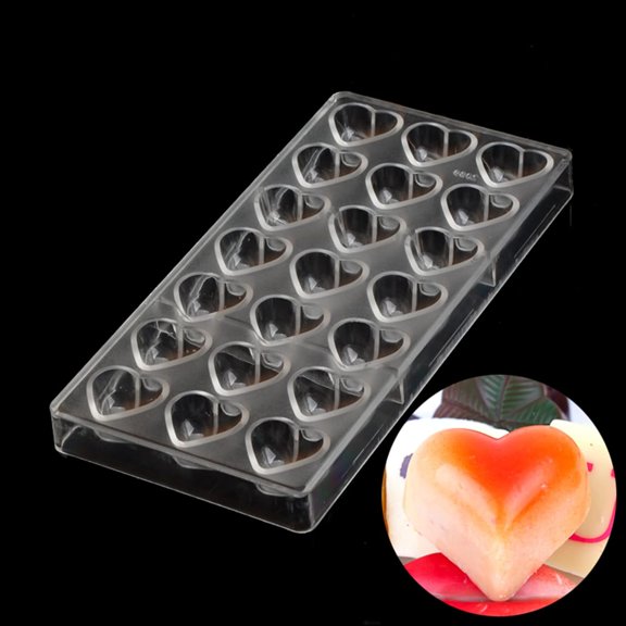 21 Grid Heart Shape Chocolate Candy Mold PC Polycarbonate Chocolate Making Mould (Heart Shape), Clear