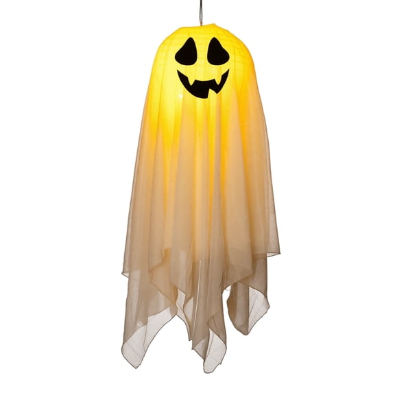 21'' Halloween LED Light Up Ghost for Halloween Decorations Outdoor, Light up Spooky Ghosts with Warm Yellow LED Lights, Hanging Halloween Floating Light for Yard, Porch, Creepy Party Decor, White