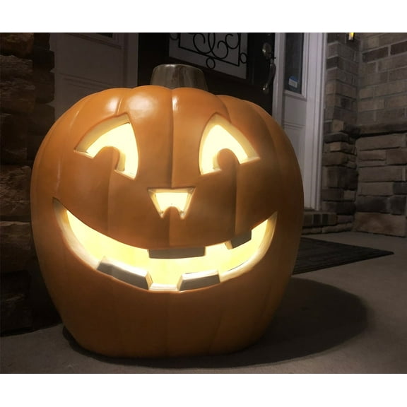 Gamexcel 21" Halloween Plastic Pumpkin Lights - Pre-lit Jack O'Lantern Holiday Decor for Porch, Party, Front, Fireplace