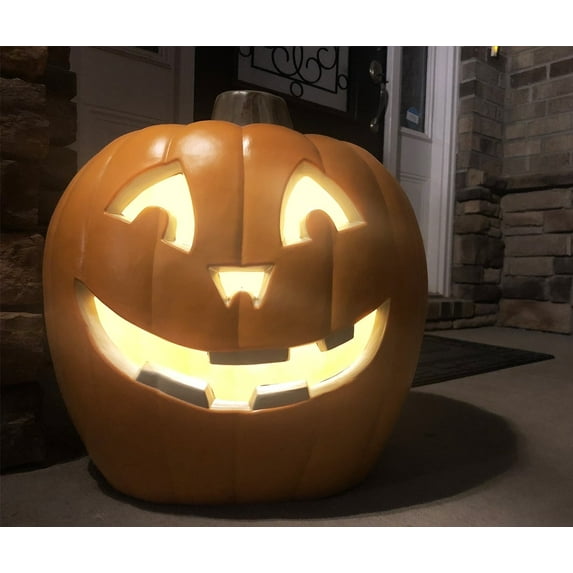 Gamexcel 21" Halloween Plastic Pumpkin Lights - Pre-lit Jack O'Lantern Holiday Decor for Porch, Party, Front, Fireplace