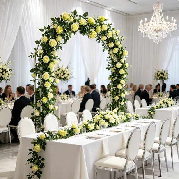21 Head Artificial Rose Vines 72 Inch Floral Backdrop for Wedding Decor,Green