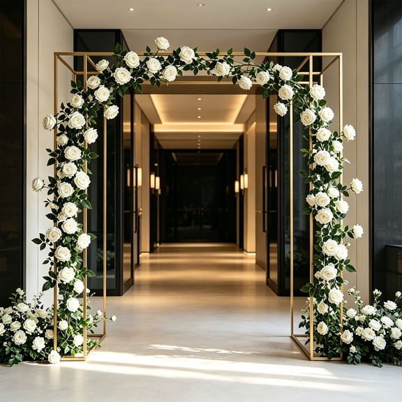 21 Head Artificial Rose Vines 72 Inch Floral Backdrop for Wedding Decor,White