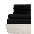 thumbnail image 1 of 21-INCH EXTRA DEEP POCKETS - 6 PC Short Queen Sheet Set - (Extra Pillowcases, Fitted & Flat) 600-Thread-Count 100% Egyptian Cotton, Soft Breathable - Long Staple 600TC Cotton- Black, 1 of 7