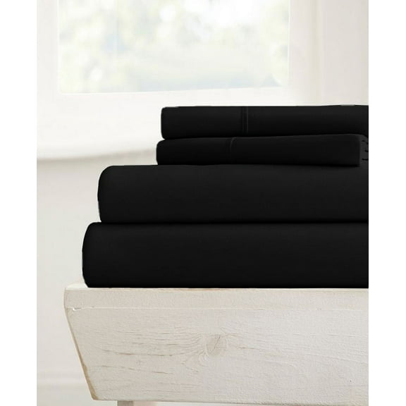 21-INCH EXTRA DEEP POCKETS - 700-TC Alaskan King Size 4PC Sheet Set - Premium 700-Thread-Count 100% Egyptian Cotton - Black