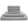 thumbnail image 1 of 21-INCH EXTRA DEEP POCKETS -Full XL Egyptian 300-TC Cotton 6-PC Sheet Set with 1 Fitted Sheet, 1 Oversized Flat Sheet 4 Pillowcases - Silver Grey, 1 of 7