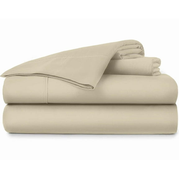 21-INCH EXTRA DEEP POCKETS - Pure Organic Cotton Sheets - Queen Size, Taupe Color, Bedsheet 800-Thread-Count