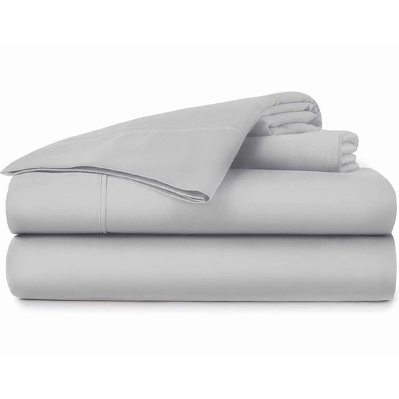 21-INCH EXTRA DEEP POCKETS - Pure Organic Cotton Sheets - Twin Size, Silver Grey Color, Bedsheet 1000-Thread-Count
