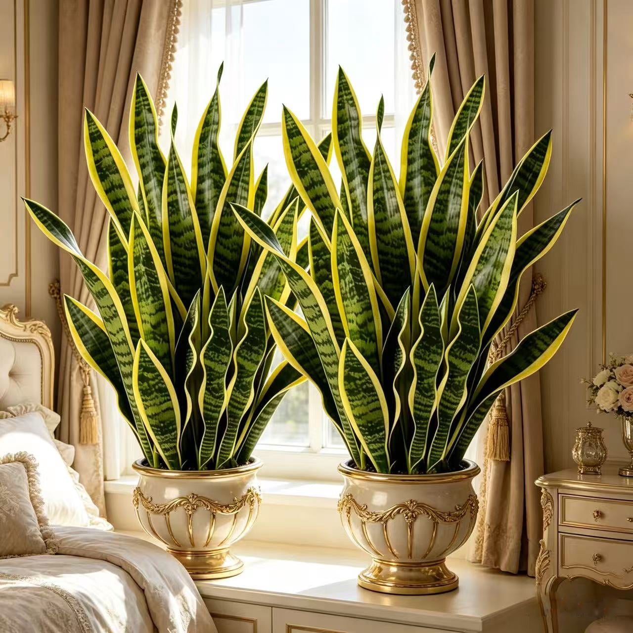 21 Inch Artificial Snake Plant, 2 Pack Faux Sansevieria Plants, UV Resistant Fake Snake Plant for Indoor Outdoor Home Decor