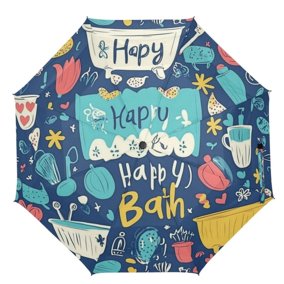 21" Inch Auto Open Close Folding Umbrella Windproof Waterproof Full Print 8-Rib Compact Travel Umbrella for Rainy Days Bathroom Accessories Abstract Painting