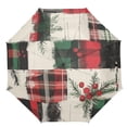 thumbnail image 1 of 21" Inch Auto Open Close Folding Umbrella Windproof Waterproof Full Print 8-Rib Compact Travel Umbrella for Rainy Days Christmas Plaid Patterns, 1 of 8