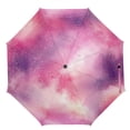 thumbnail image 1 of 21" Inch Auto Open Close Folding Umbrella Windproof Waterproof Full Print 8-Rib Compact Travel Umbrella for Rainy Days Pastel Pink Galaxy, 1 of 8