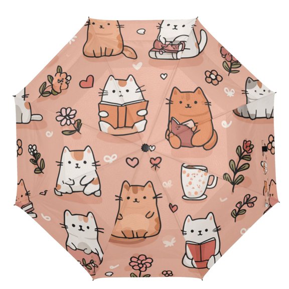 21" Inch Auto Open Close Folding Umbrella Windproof Waterproof Full Print 8-Rib Compact Travel Umbrella for Rainy Days Pastel Shades Of Pink