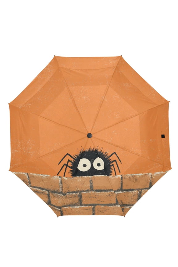 21" Inch Auto Open Close Folding Umbrella Windproof Waterproof Full Print 8-Rib Compact Travel Umbrella for Rainy Days Spider Doll Pattern