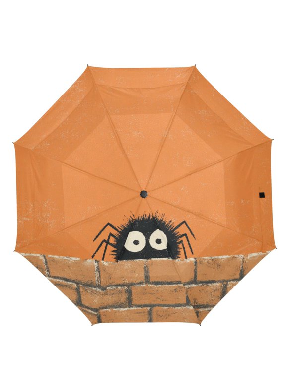21" Inch Auto Open Close Folding Umbrella Windproof Waterproof Full Print 8-Rib Compact Travel Umbrella for Rainy Days Spider Doll Pattern