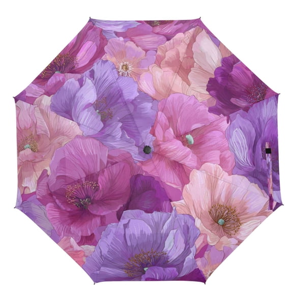 21" Inch Auto Open Close Folding Umbrella Windproof Waterproof Full Print 8-Rib Compact Travel Umbrella for Rainy Days Vibrant Fantasy Rose Pattern