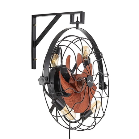 21 Inch Convertible Wall Mount Fan with Built-in Light and Remote, 6 Speeds, E26 Socket, Bulb Sold Separately, for Indoor Use