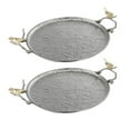 thumbnail image 1 of 21 Inch Decorative Tray Set of 2, Perched Birds Silver Metal, Large, 1 of 5