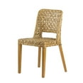 thumbnail image 1 of 21 Inch Dining Side Chair, Woven Rattan Backrest, Wood Frame, Natural Brown- Saltoro Sherpi, 1 of 5