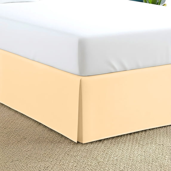 21-Inch Drop RV Short Queen Size 60" x 75" Beige Solid Bed Skirt Split Corner Pleated Style Easy Fit Easy Care 100% Egyptian Cotton 500 Thread Count