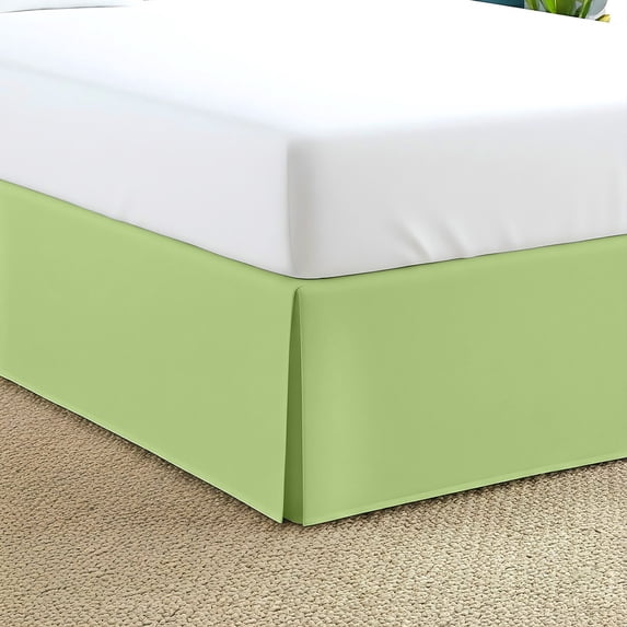 21-Inch DropTwin XXL Size 39" x 84" Sage Solid Bed Skirt Split Corner Pleated Style Easy Fit Easy Care 100% Egyptian Cotton 500 Thread Count
