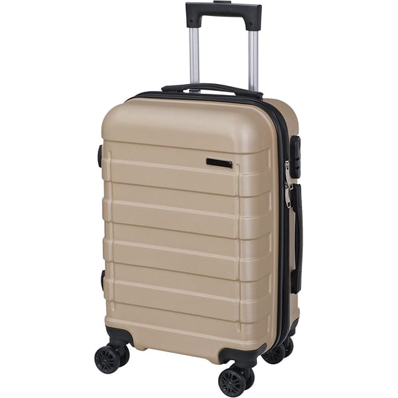 21 Inch Expandable Suitcase Hardside Carry On Travel Luggage with Spinner Wheels Height Adjustable Handle, Champagne