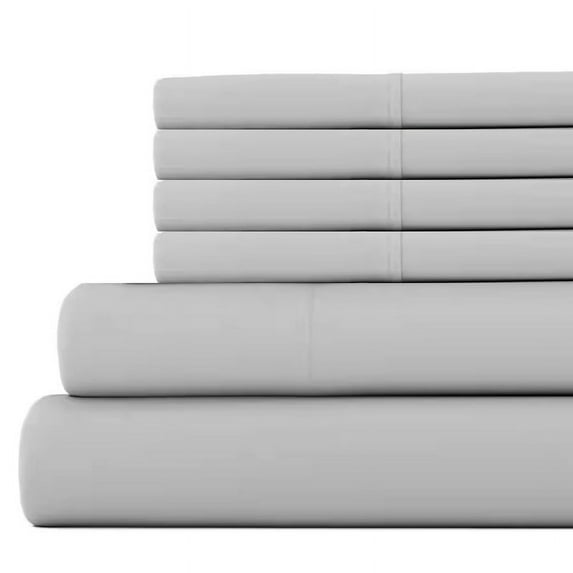 21 Inch Extra Deep Pockets -Full Giza 1000-Thread-Count Cotton 6-PC Sheet Set - Silver Grey