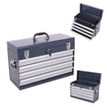 thumbnail image 1 of 21-inch Portable Metal Tool Box with 4 Drawers, Steel Toolbox with Locking Lid, EVA-Lined Ball-Bearing Slides & Powder-Coated Finish, Top Tool Chest for Mechanic & Craftsman Use, Antique Grey$$Tools, 1 of 9