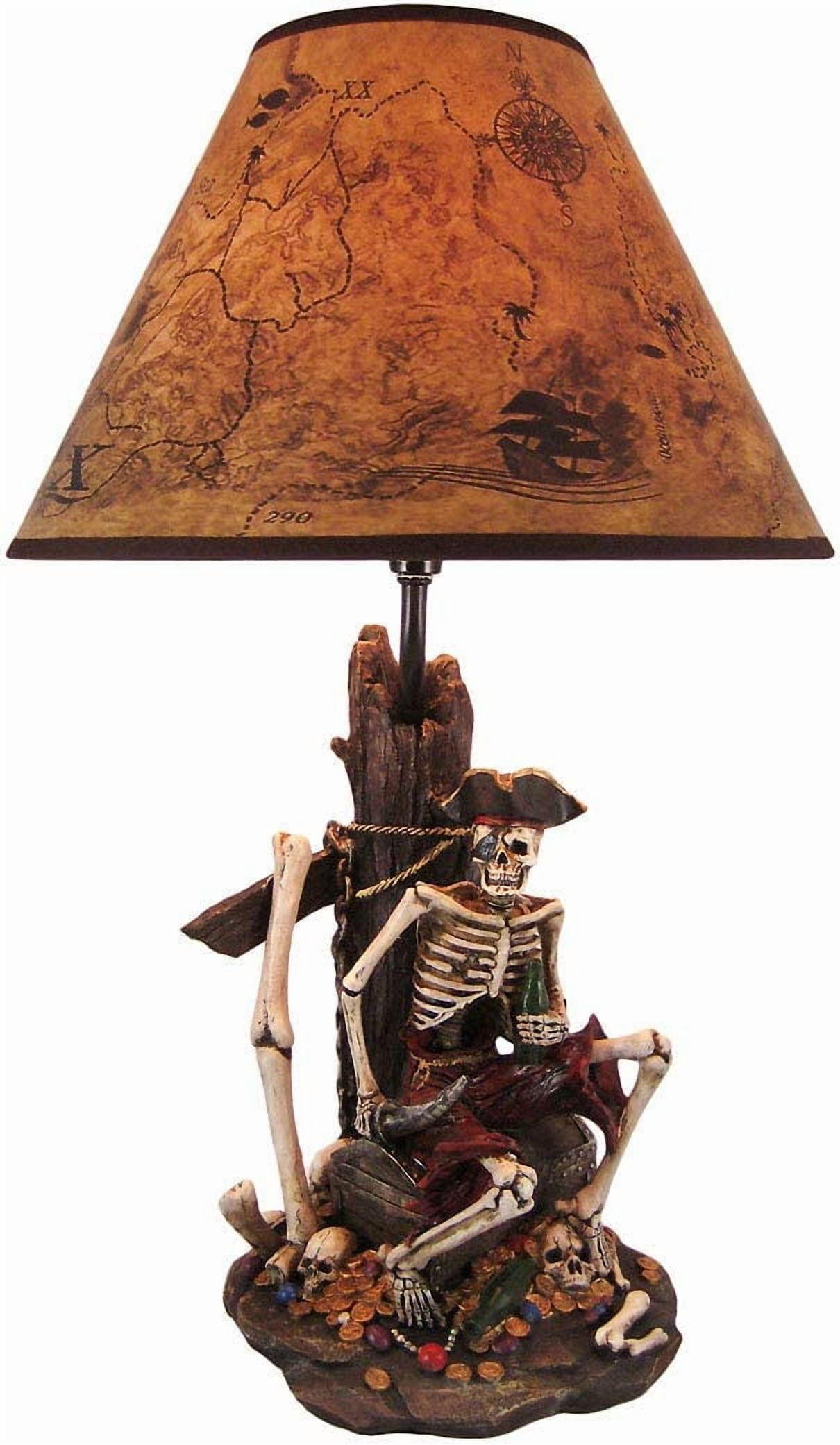 21-Inch High Caribbean Pirate Skeleton Table Lamp with Treasure Map ...