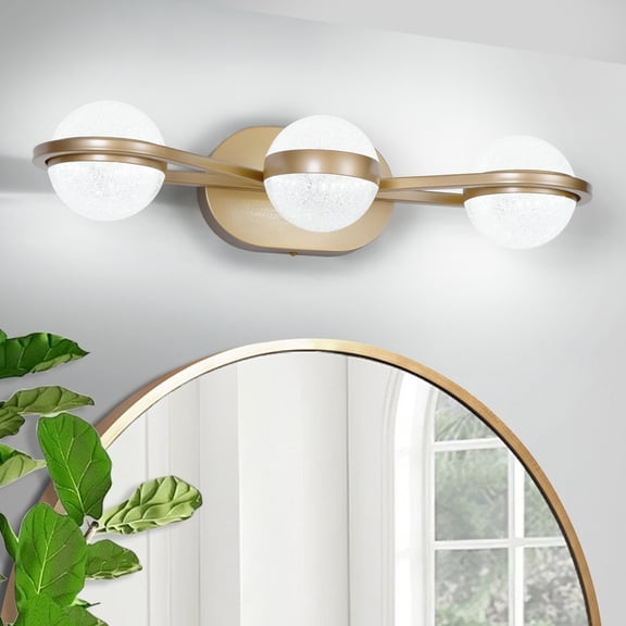 21 Inch LED Bathroom Vanity Light, Modern 3-Light Dimmable Wall Sconce with Globe Shades, Bronze Finish