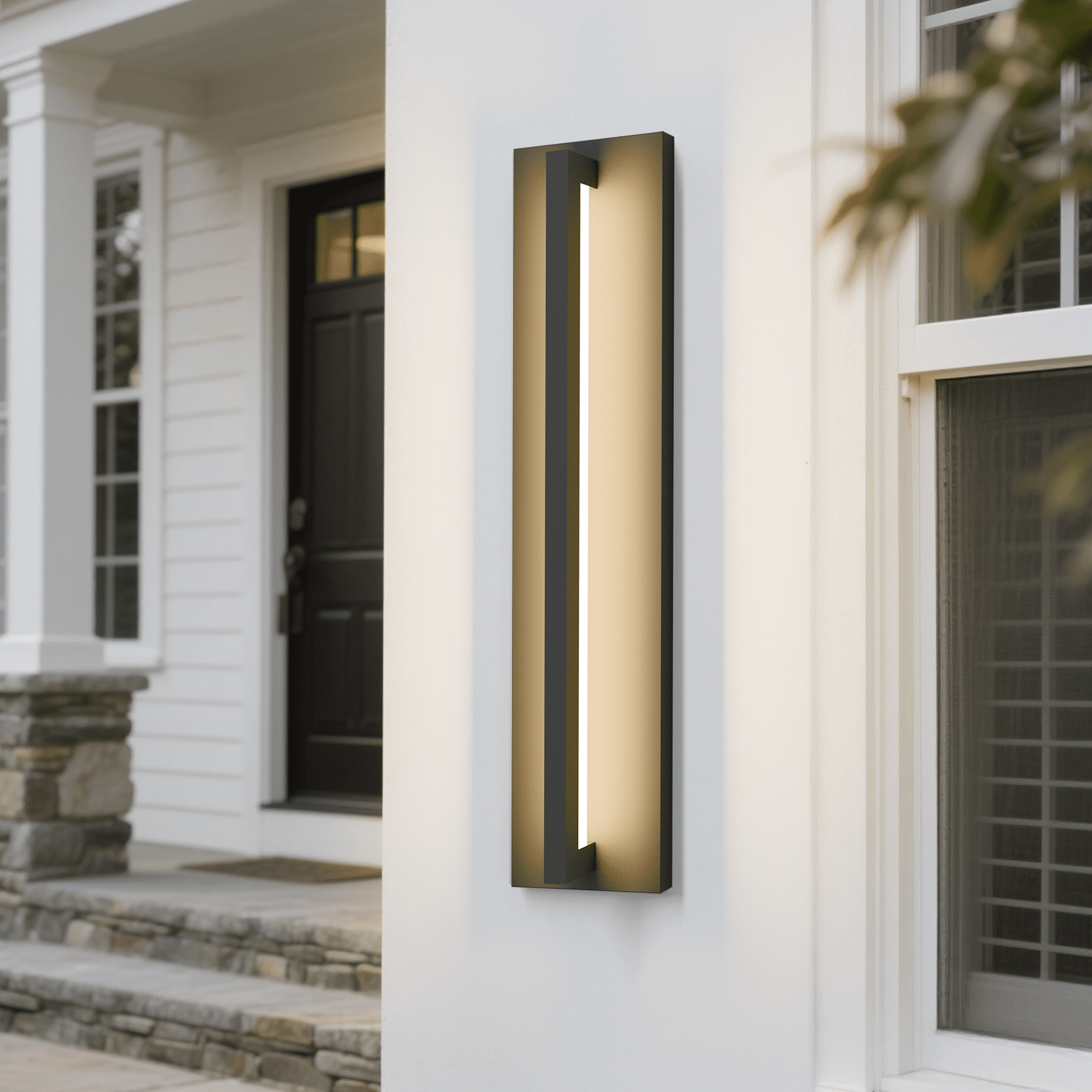 21 Inch Long Aluminum Modern LED Outdoor Wall Lights 2900K, Slim Linear Black Exterior Lighting Fixtures Wall Mount IP65 Waterproof Outside Sconce Light for House Garage Front Porch Patio