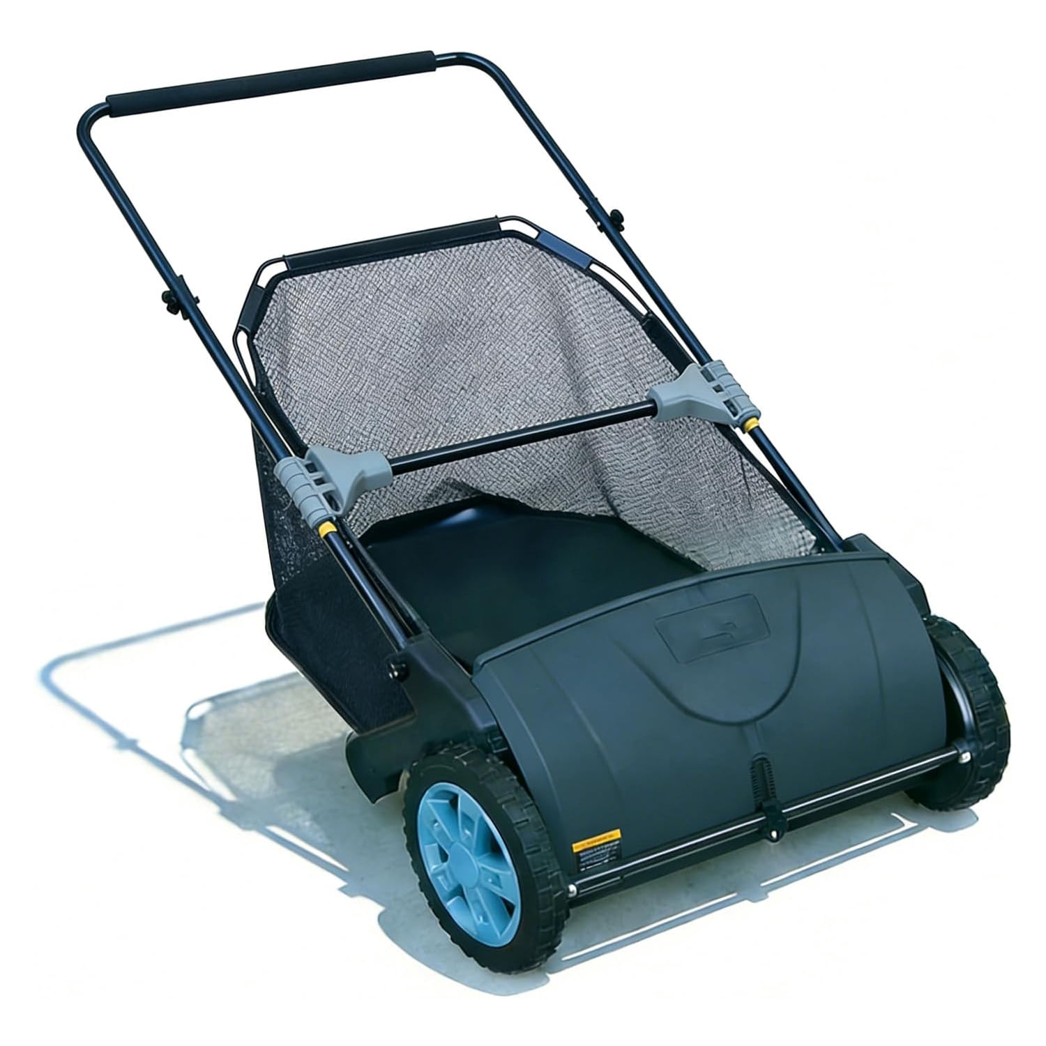 21-Inch Push Lawn Sweeper Yard Leaf & Debris Collector with 3.5 Cu. Ft. Collection Bag, Adjustable Brush Height for Lawns & Driveways, Foldable Storage Design
