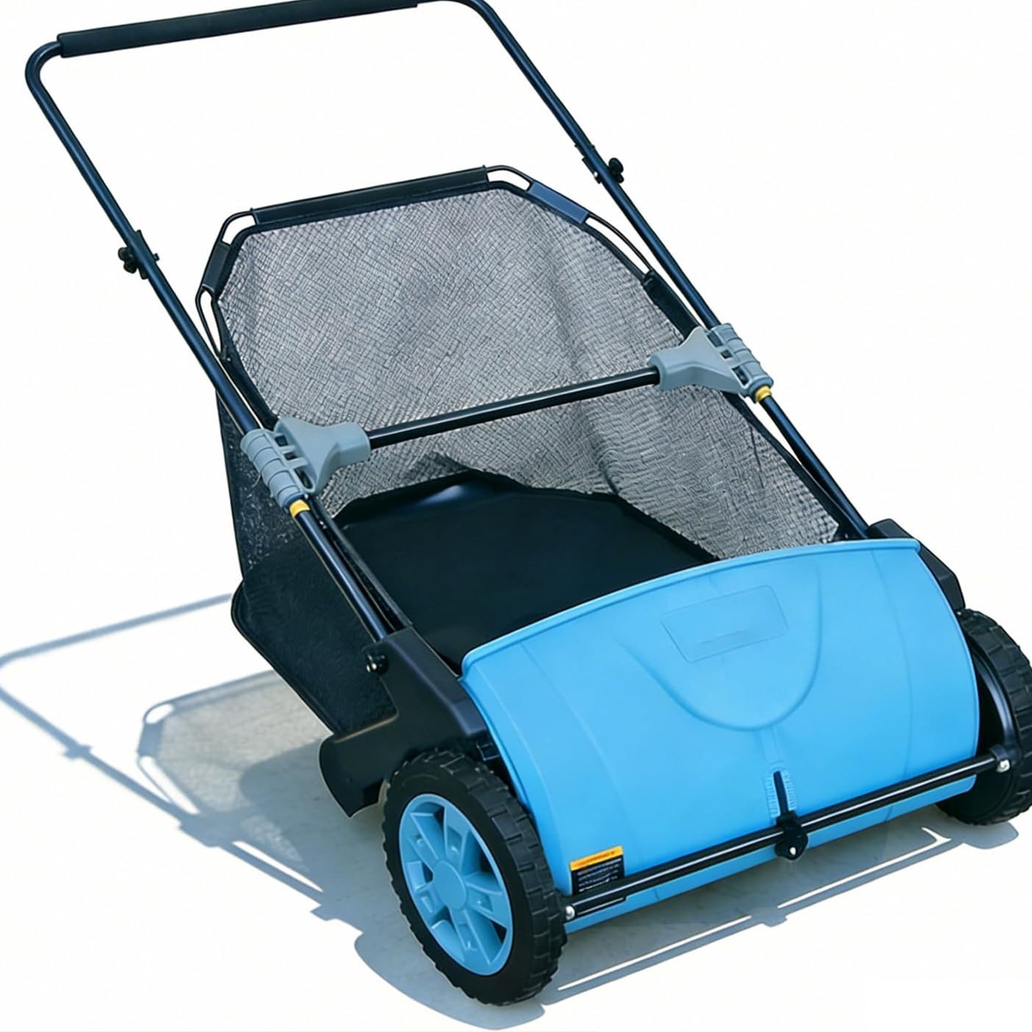 21-Inch Push Lawn Sweeper Yard Leaf & Debris Collector with 3.5 Cu. Ft. Collection Bag, Adjustable Brush Height for Lawns & Driveways, Foldable Storage Design